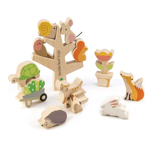 Tender Leaf Stacking Garden Friends Wooden Play Set - Natural & Green - Picture 4 of 4